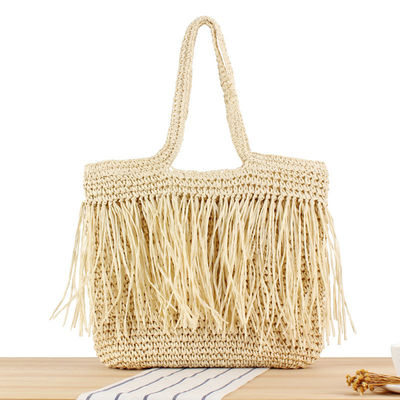 2024 Großkapazität Frauen Papier Stroh Strand Tote Handtasche Mit Tassel Neueste modische