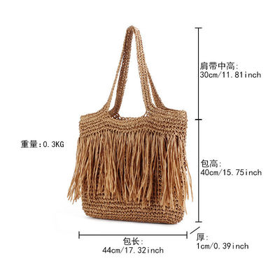 2024 Großkapazität Frauen Papier Stroh Strand Tote Handtasche Mit Tassel Neueste modische