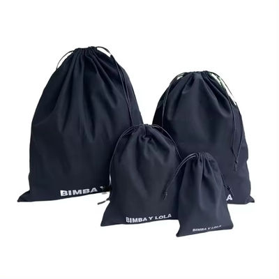 Mittlere schwarze Muslin Calico Leinwand Baumwolle Schnürbeutel Taschen mit individuellem Logo