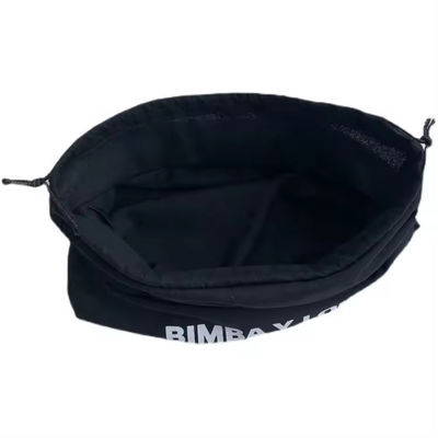 Mittlere schwarze Muslin Calico Leinwand Baumwolle Schnürbeutel Taschen mit individuellem Logo