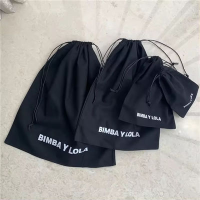 Mittlere schwarze Muslin Calico Leinwand Baumwolle Schnürbeutel Taschen mit individuellem Logo