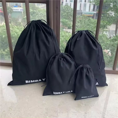 Mittlere schwarze Muslin Calico Leinwand Baumwolle Schnürbeutel Taschen mit individuellem Logo
