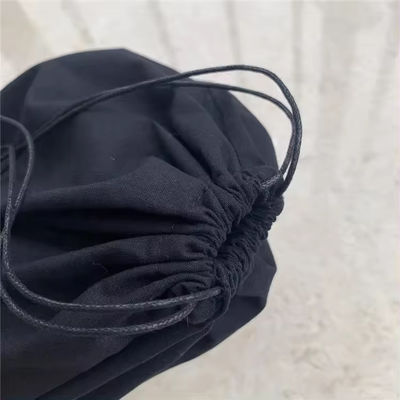 Mittlere schwarze Muslin Calico Leinwand Baumwolle Schnürbeutel Taschen mit individuellem Logo