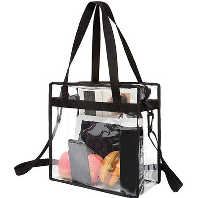 Keine Dekoration Klar PVC-Tote-Tasche mit Reißverschluss und verstellbarem Band