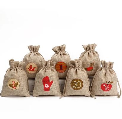 Weihnachtsgeschenktaschen, angepasste Farb-Jute-Taschen für Geschenke und Party-Güter