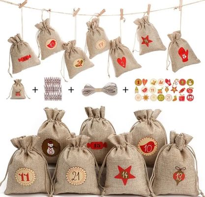 Weihnachtsgeschenktaschen, angepasste Farb-Jute-Taschen für Geschenke und Party-Güter