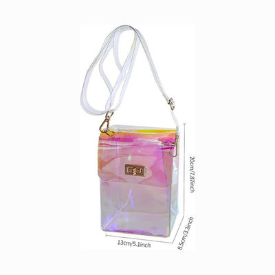 Sommer 2024 Transparente Holographische Damentasche mit Polyester-Behälter und Quadratkette