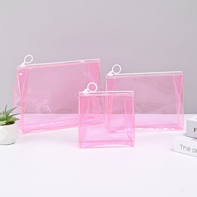 Low MOQ PVC Custom LOGO Reisetasche Offene Reißverschluss Kosmetiktasche mit individuellem Logo