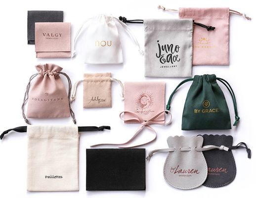 Schmuck Verpackung Anzeige Typ Taschen mit angepasster Farbe und Logo Anpassung