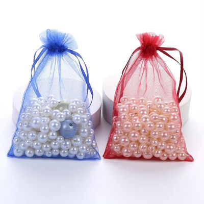Logo anpassbare Soft-Loop Organza-Taschen kleine Schnürbeutel für Schmuckverpackungen