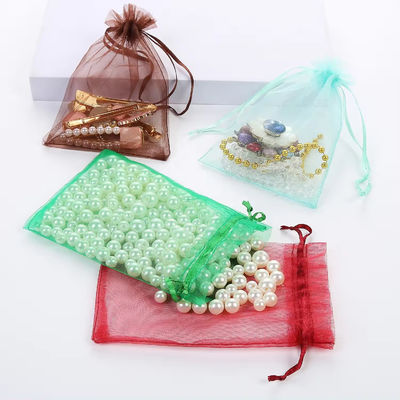 Logo anpassbare Soft-Loop Organza-Taschen kleine Schnürbeutel für Schmuckverpackungen