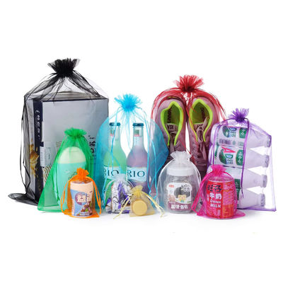 Logo anpassbare Soft-Loop Organza-Taschen kleine Schnürbeutel für Schmuckverpackungen