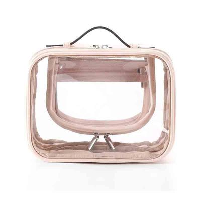 Halten Sie Ihre Kosmetik mit einem doppelten Griff durchsichtigen wasserdichten Make-up-Tasche organisiert