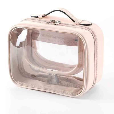 Halten Sie Ihre Kosmetik mit einem doppelten Griff durchsichtigen wasserdichten Make-up-Tasche organisiert