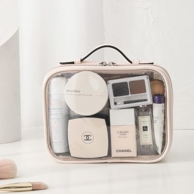 Halten Sie Ihre Kosmetik mit einem doppelten Griff durchsichtigen wasserdichten Make-up-Tasche organisiert
