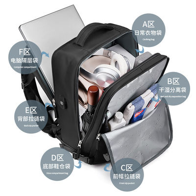 Wasserdicht Diebstahlschutz Custom Nylon Polyester Reisetasche Laptop Business Wanderer Rucksack mit USB-Ladestation