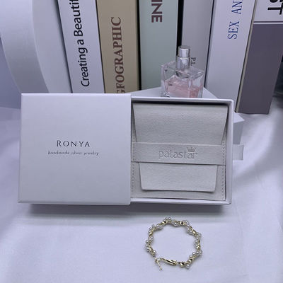 Custom Logo Suede Schmuck Ohrring Tasche mit Box und Einfügen Pad OEM / ODM akzeptabel