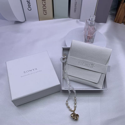 Custom Logo Suede Schmuck Ohrring Tasche mit Box und Einfügen Pad OEM / ODM akzeptabel