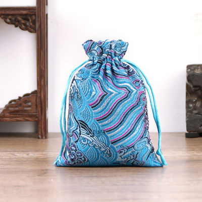 Customized Farbe Chinesischer Stil Brokat Ziehseile Tasche für Customized Logo Schmuck Tasche