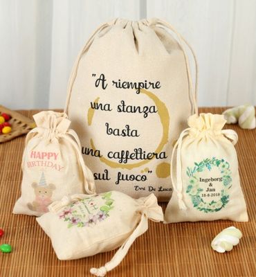 Customized Cotton Drawstring Bag mit Zeichentrickmuster und Customized Logo