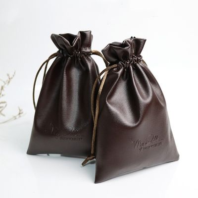 Mittelgroße Custom Logo PU Leder Schmuck Tasche Schnur Tasche für High-Class-Speicher