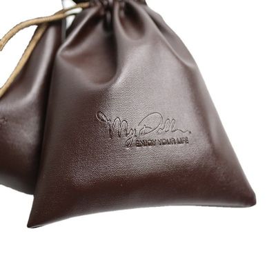 Mittelgroße Custom Logo PU Leder Schmuck Tasche Schnur Tasche für High-Class-Speicher