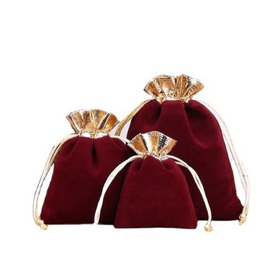 Luxuriöse kleine Samt-Verpackungstüte kundenspezifische Schnur für Schmuck und Kosmetik