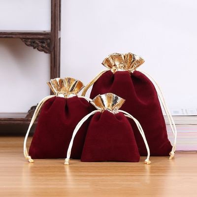 Luxuriöse kleine Samt-Verpackungstüte kundenspezifische Schnur für Schmuck und Kosmetik