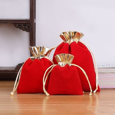 Luxuriöse kleine Samt-Verpackungstüte kundenspezifische Schnur für Schmuck und Kosmetik