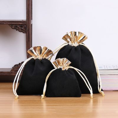 Luxuriöse kleine Samt-Verpackungstüte kundenspezifische Schnur für Schmuck und Kosmetik
