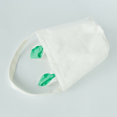 Custom Logo Leinen runden Boden tragbare Kaninchen Ohr Ostern Korb Tasche mit und neuesten Stil