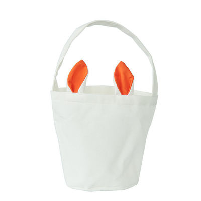 Custom Logo Leinen runden Boden tragbare Kaninchen Ohr Ostern Korb Tasche mit und neuesten Stil
