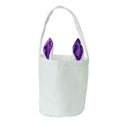 Custom Logo Leinen runden Boden tragbare Kaninchen Ohr Ostern Korb Tasche mit und neuesten Stil