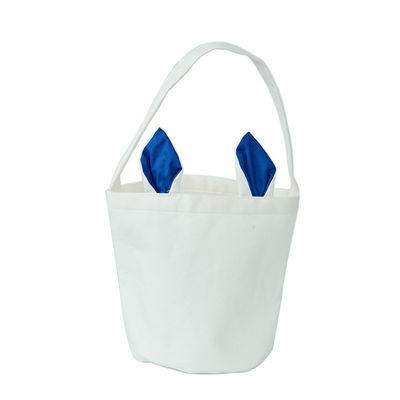 Custom Logo Leinen runden Boden tragbare Kaninchen Ohr Ostern Korb Tasche mit und neuesten Stil