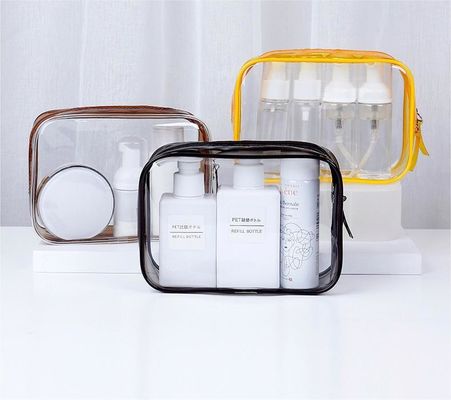 Custom Logo Transparente PVC-Make-up-Tasche Kleine Toilettentüte für Frauen Doppelsieg