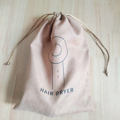 Custom Logo Druck Suede Schnürbeutel zum Schutz von Hotel Haartrockner vor Staub