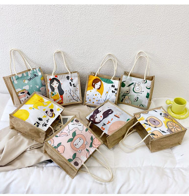 2024 Korean Ins Einfache Studenten Zeichentrickfilm Leinwand Handtaschen Damen Mini Tote Taschen Für Mädchen