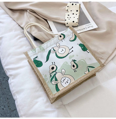 2024 Korean Ins Einfache Studenten Zeichentrickfilm Leinwand Handtaschen Damen Mini Tote Taschen Für Mädchen