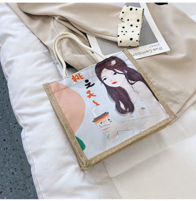 2024 Korean Ins Einfache Studenten Zeichentrickfilm Leinwand Handtaschen Damen Mini Tote Taschen Für Mädchen