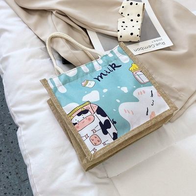 2024 Korean Ins Einfache Studenten Zeichentrickfilm Leinwand Handtaschen Damen Mini Tote Taschen Für Mädchen