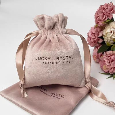 Kleine Verpackung Ziehseile Samt Schmuck Tasche Custom Logo gedruckt Weich Samt Stoff