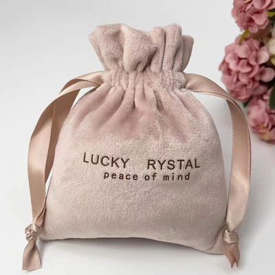 Kleine Verpackung Ziehseile Samt Schmuck Tasche Custom Logo gedruckt Weich Samt Stoff