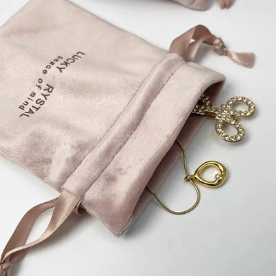 Kleine Verpackung Ziehseile Samt Schmuck Tasche Custom Logo gedruckt Weich Samt Stoff