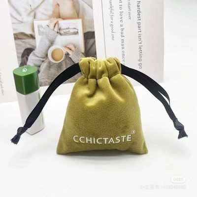 Kleine Verpackung Ziehseile Samt Schmuck Tasche Custom Logo gedruckt Weich Samt Stoff