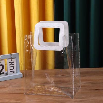 Personalisiertes Logo akzeptiert PVC-klare Plastik-Tote-Tasche mit Druckschnitt-Griff