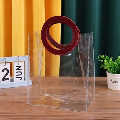 Personalisiertes Logo akzeptiert PVC-klare Plastik-Tote-Tasche mit Druckschnitt-Griff