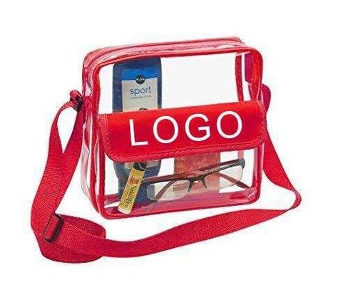 Customized Logo Klar Rot DST Stadion Crossbody Messenger Tasche mit Gewebtem Stickband