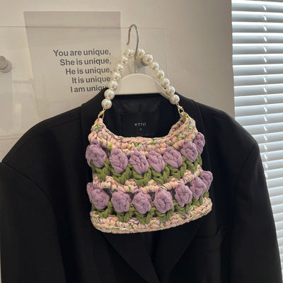 Handgewebte gestrickte Schulter- und Slingtaschen für Frauen