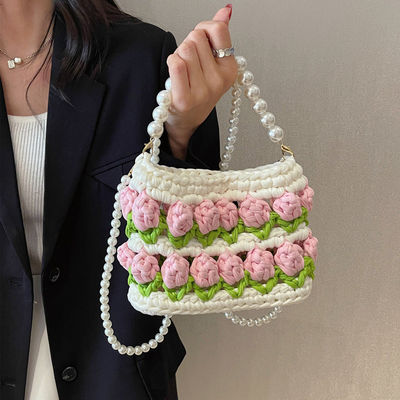 Handgewebte gestrickte Schulter- und Slingtaschen für Frauen