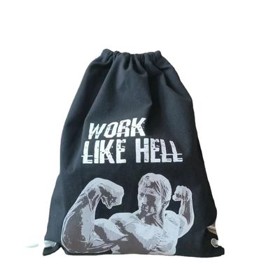 Customized Logo Muster Baumwolle Leinwand Ziehseile Rucksack Tasche für Basketballschuhe